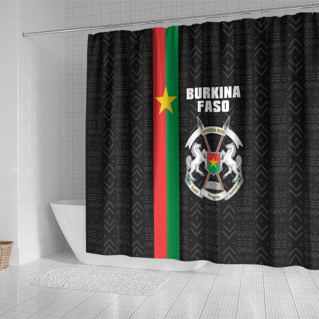 Burkina Faso Striped Shower Curtain African Mud Cloth Pattern - Black - Wonder Print Shop