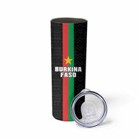 Personalized Burkina Faso Striped Skinny Tumbler African Mud Cloth Pattern - Black - Wonder Print Shop