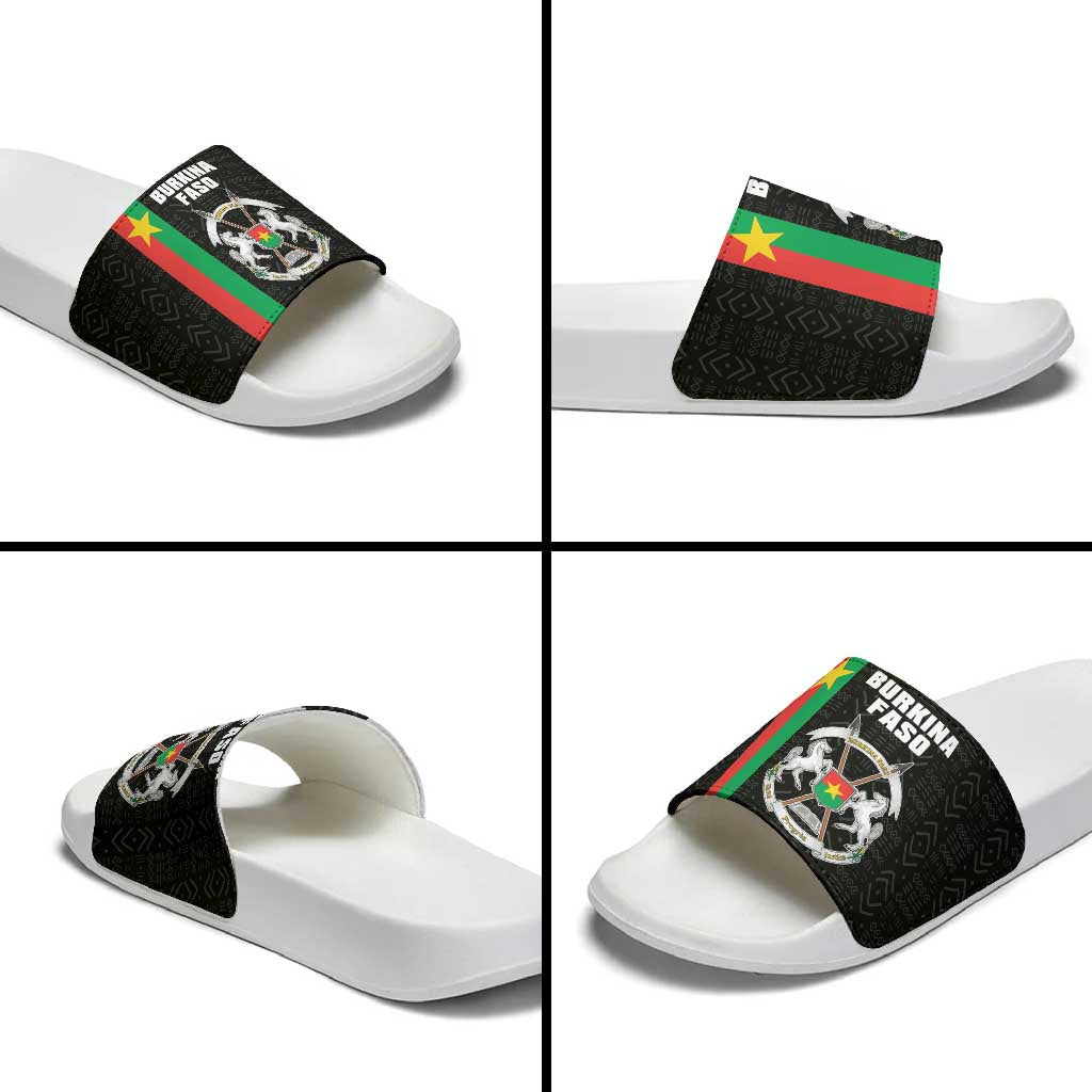 Burkina Faso Striped Slide Sandals African Mud Cloth Pattern - Black - Wonder Print Shop