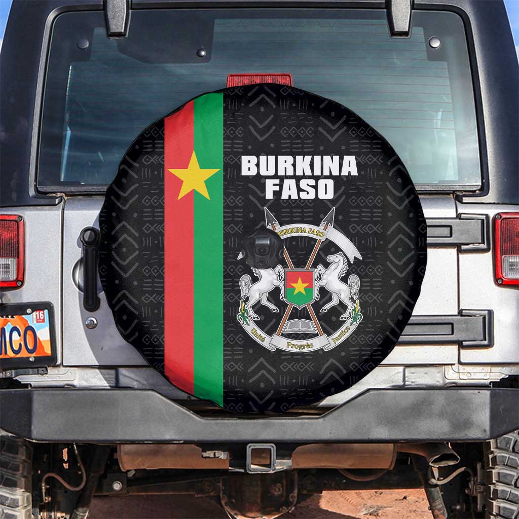 Burkina Faso Striped Spare Tire Cover African Mud Cloth Pattern - Black - Wonder Print Shop
