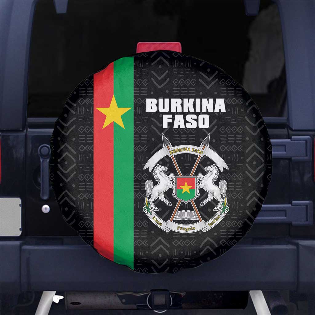 Burkina Faso Striped Spare Tire Cover African Mud Cloth Pattern - Black - Wonder Print Shop