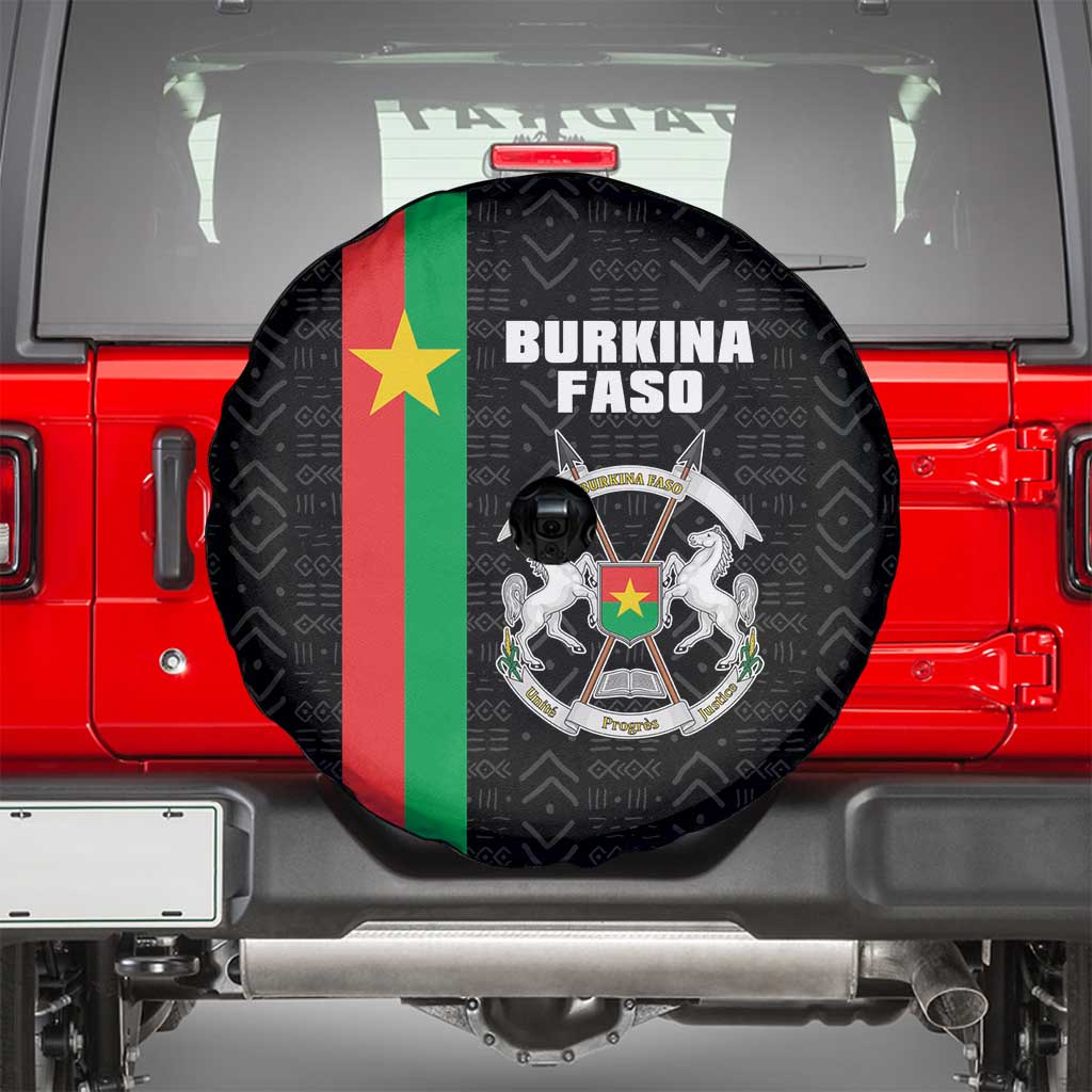 Burkina Faso Striped Spare Tire Cover African Mud Cloth Pattern - Black - Wonder Print Shop