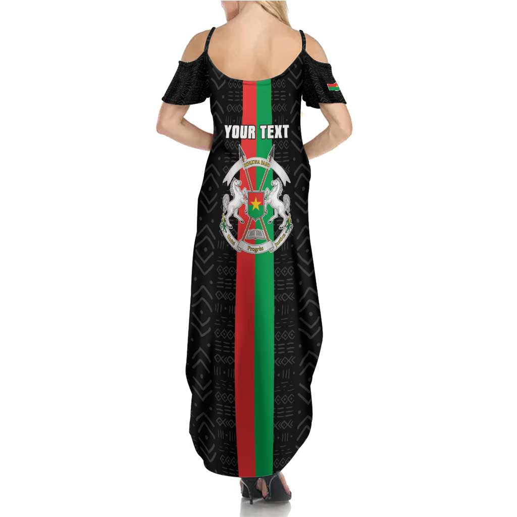 Personalized Burkina Faso Striped Summer Maxi Dress African Mud Cloth Pattern - Black - Wonder Print Shop