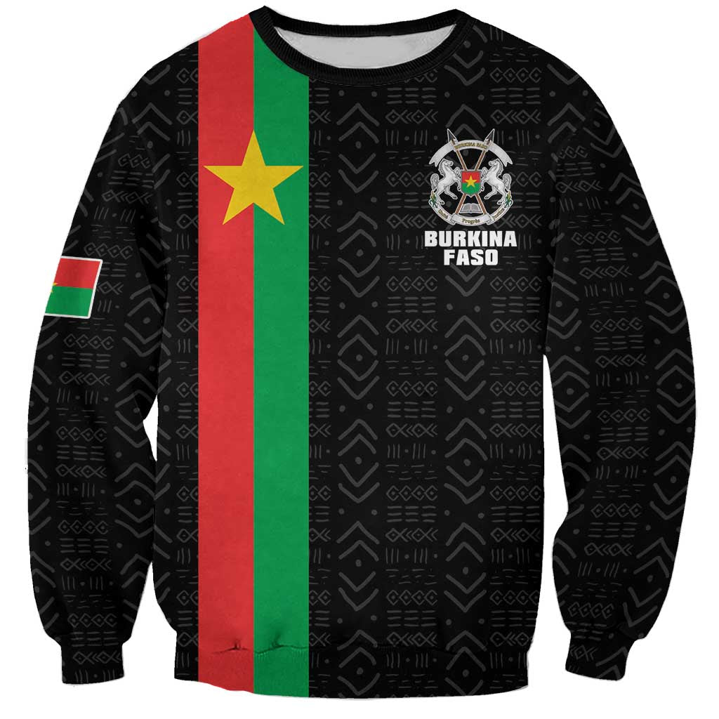 Personalized Burkina Faso Striped Sweatshirt African Mud Cloth Pattern - Black - Wonder Print Shop