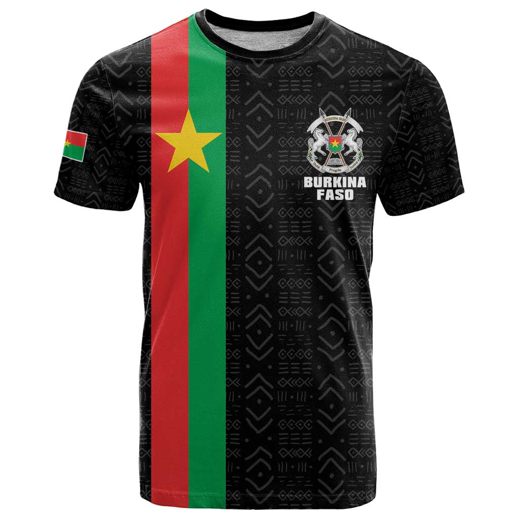 Personalized Burkina Faso Striped T Shirt African Mud Cloth Pattern - Black - Wonder Print Shop