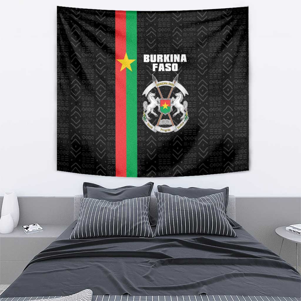 Burkina Faso Striped Tapestry African Mud Cloth Pattern - Black - Wonder Print Shop