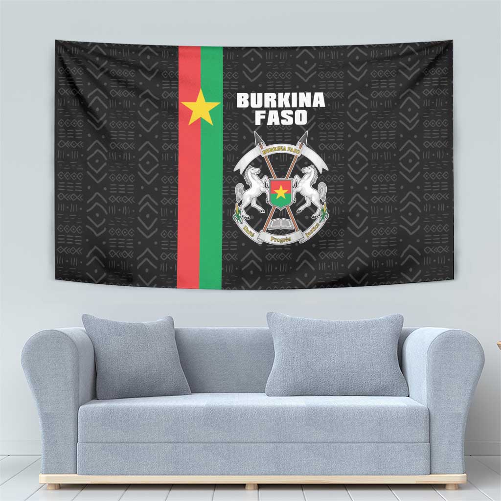 Burkina Faso Striped Tapestry African Mud Cloth Pattern - Black - Wonder Print Shop