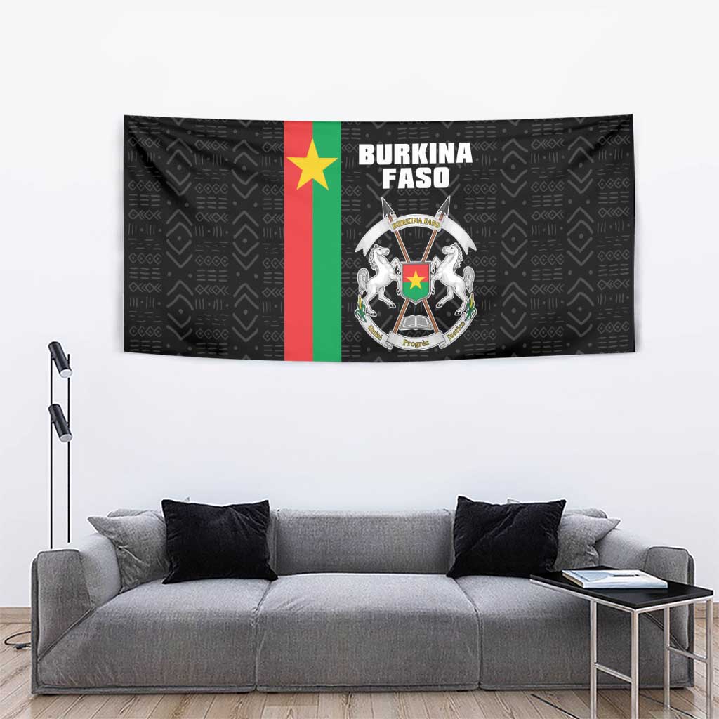 Burkina Faso Striped Tapestry African Mud Cloth Pattern - Black - Wonder Print Shop