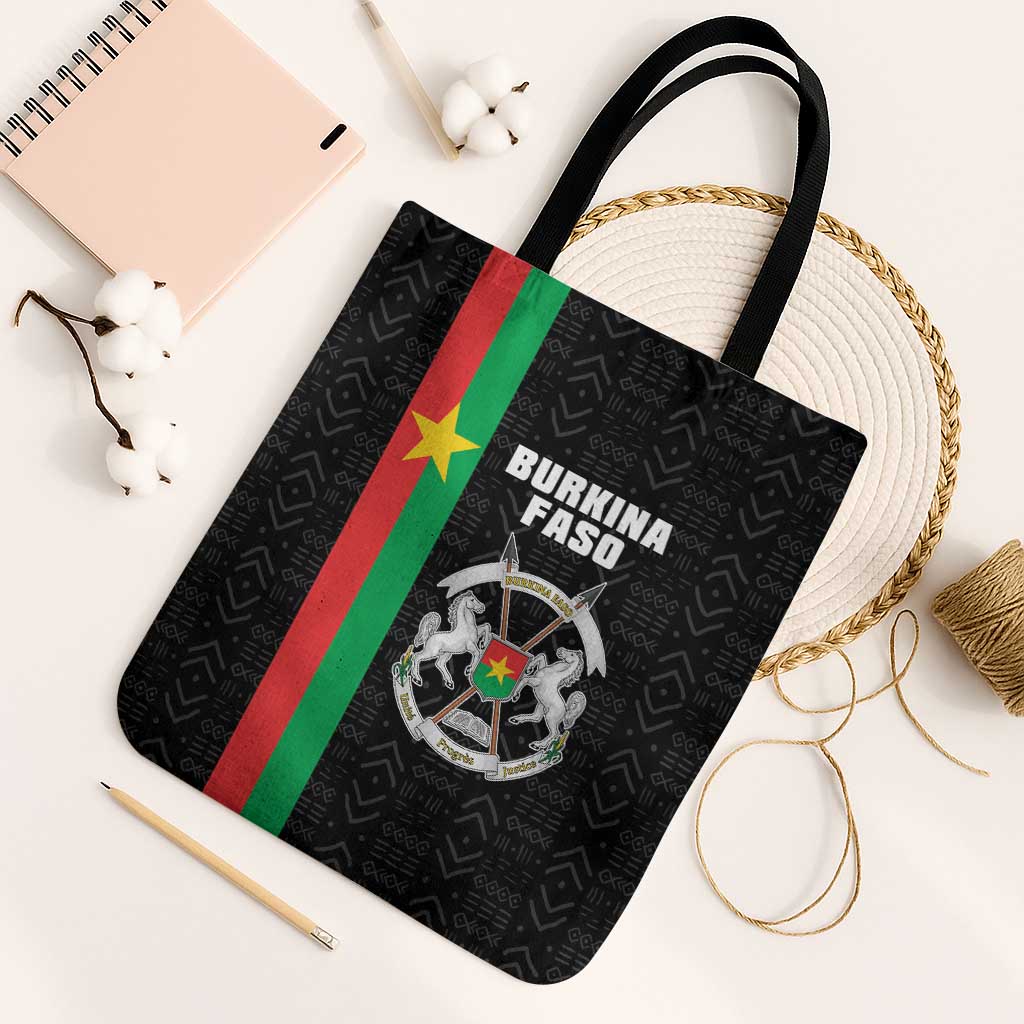 Burkina Faso Striped Tote Bag African Mud Cloth Pattern - Black - Wonder Print Shop