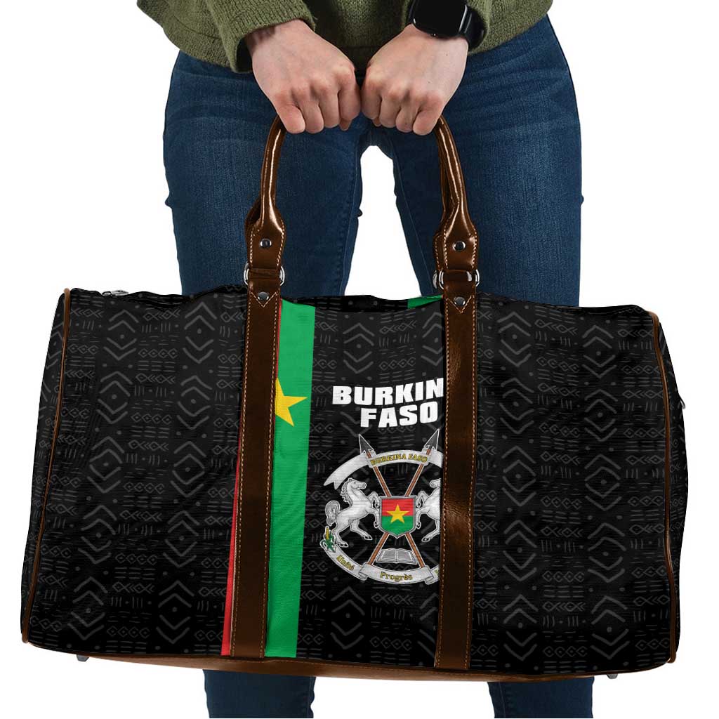 Burkina Faso Striped Travel Bag African Mud Cloth Pattern - Black - Wonder Print Shop