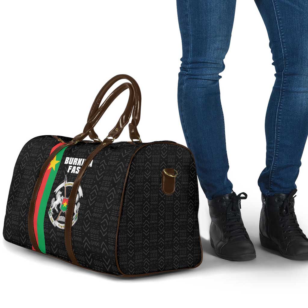 Burkina Faso Striped Travel Bag African Mud Cloth Pattern - Black - Wonder Print Shop