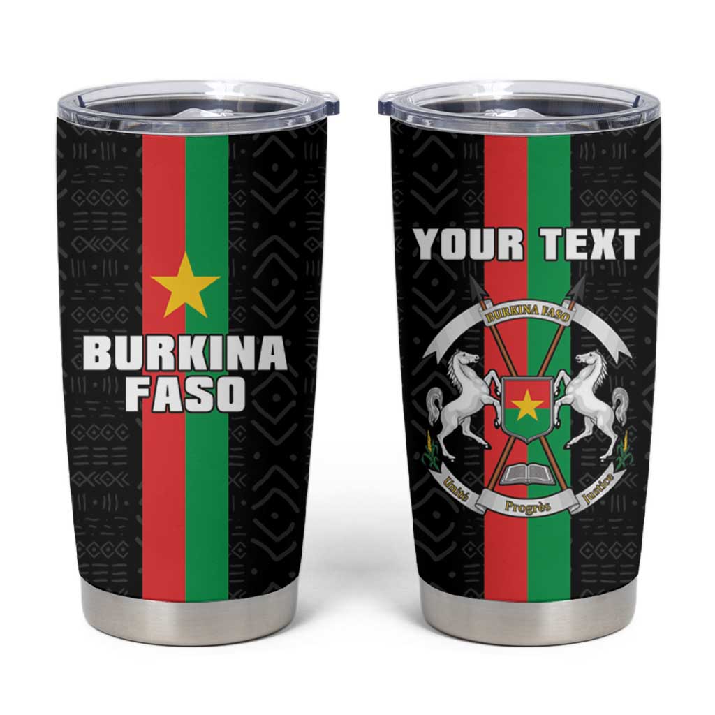 Personalized Burkina Faso Striped Tumbler Cup African Mud Cloth Pattern - Black - Wonder Print Shop
