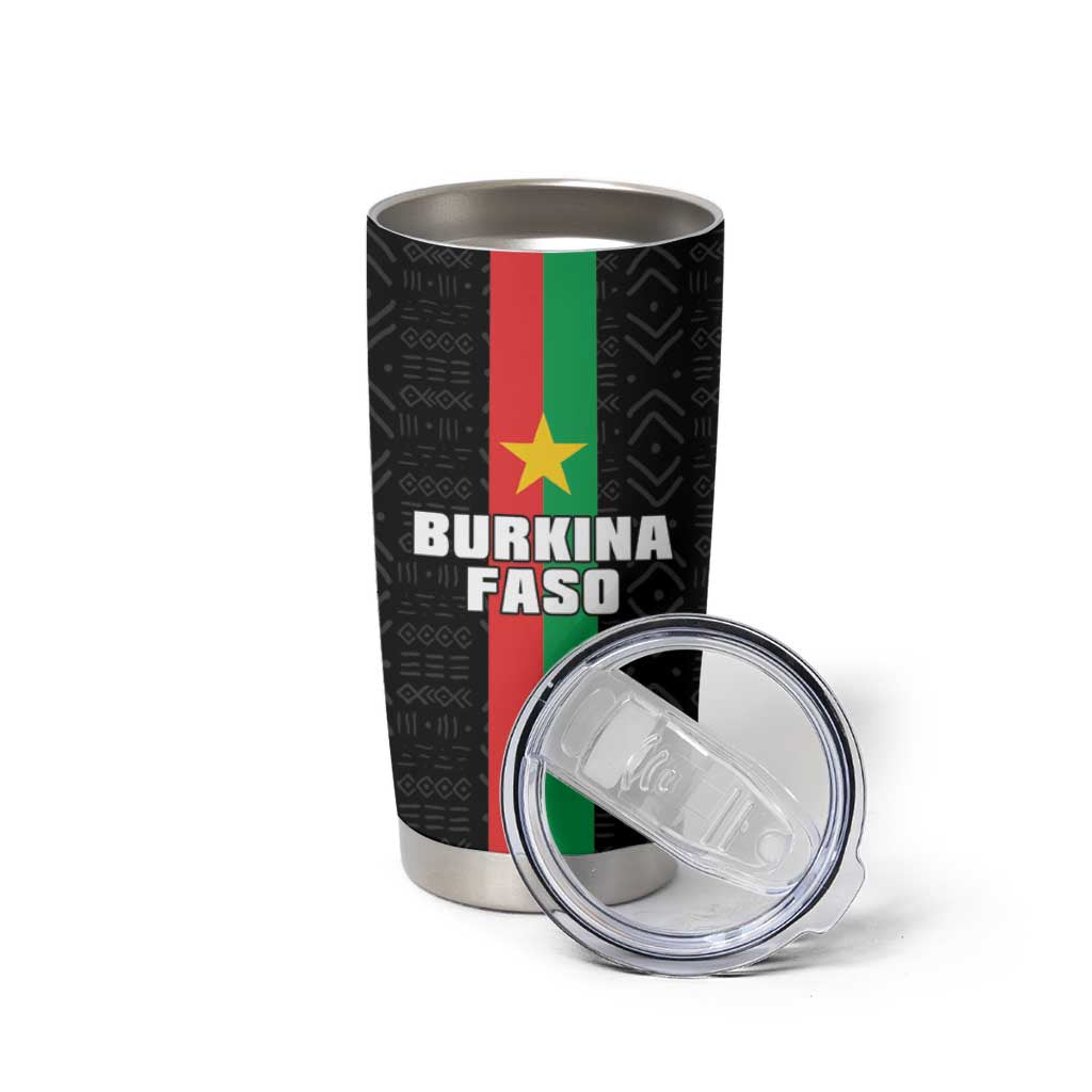Personalized Burkina Faso Striped Tumbler Cup African Mud Cloth Pattern - Black - Wonder Print Shop