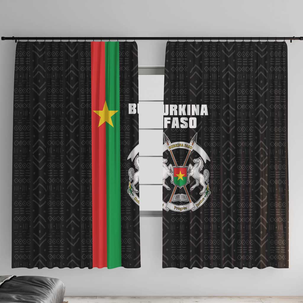 Burkina Faso Striped Window Curtain African Mud Cloth Pattern - Black - Wonder Print Shop