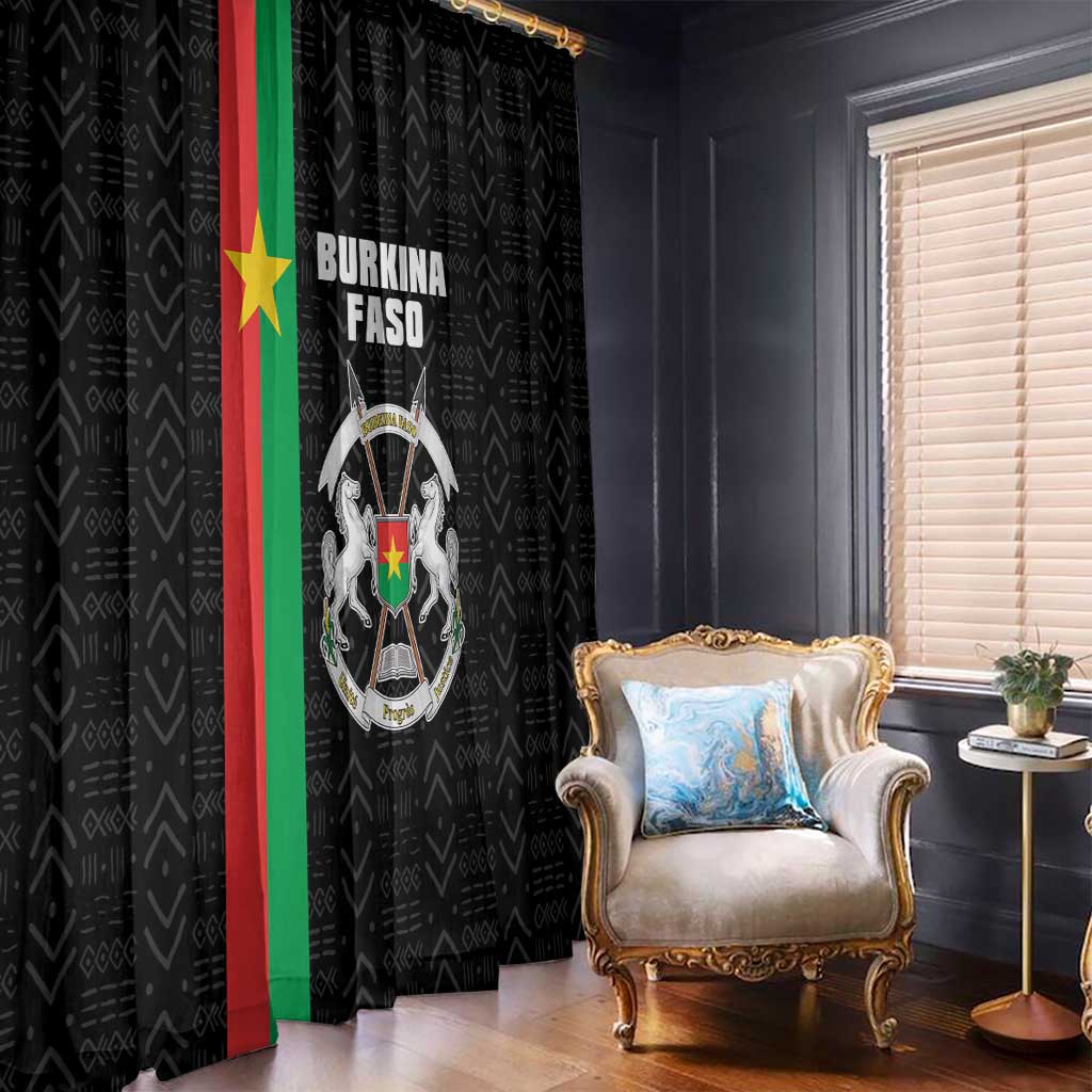 Burkina Faso Striped Window Curtain African Mud Cloth Pattern - Black - Wonder Print Shop