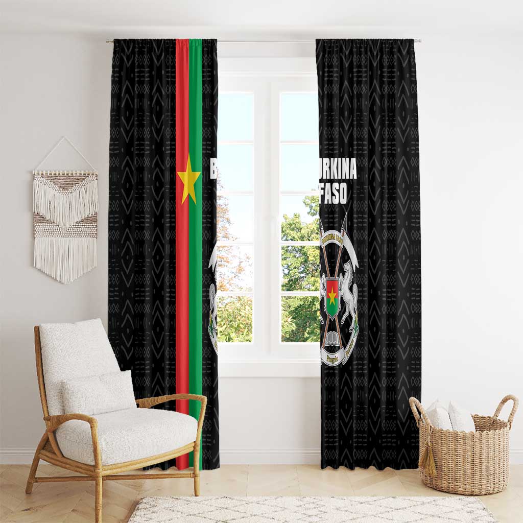 Burkina Faso Striped Window Curtain African Mud Cloth Pattern - Black - Wonder Print Shop