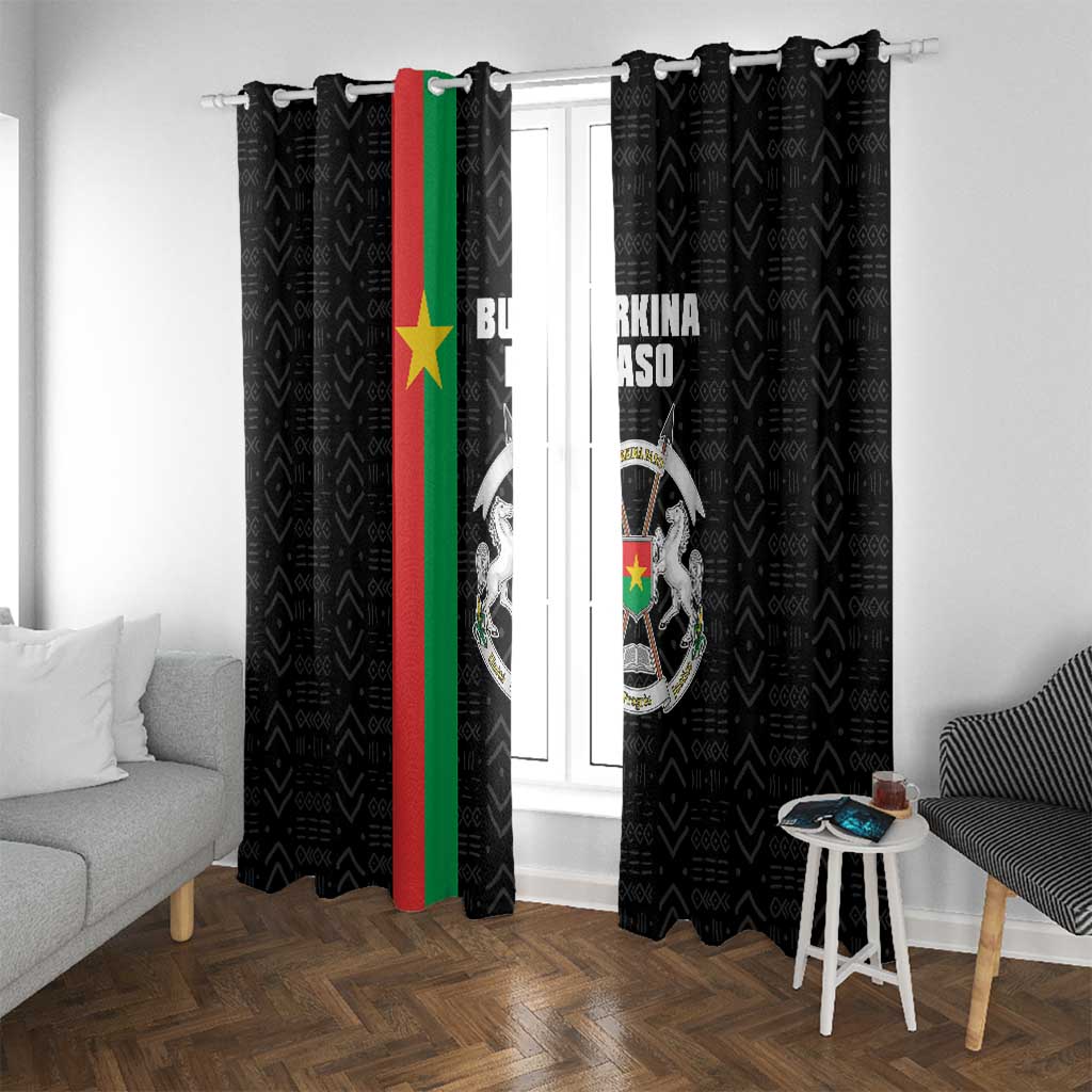 Burkina Faso Striped Window Curtain African Mud Cloth Pattern - Black - Wonder Print Shop