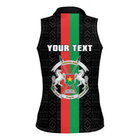 Personalized Burkina Faso Striped Women Sleeveless Polo Shirt African Mud Cloth Pattern - Black - Wonder Print Shop