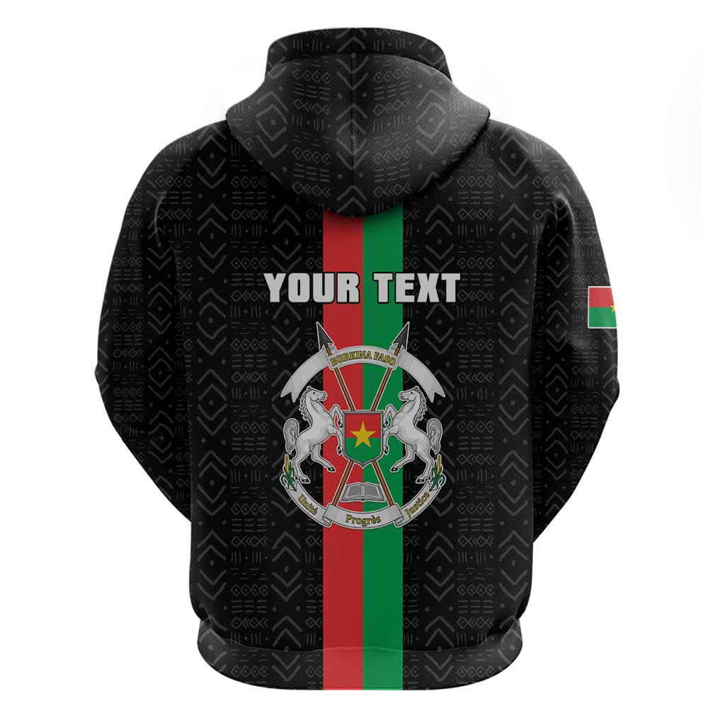 Personalized Burkina Faso Striped Zip Hoodie African Mud Cloth Pattern - Black - Wonder Print Shop