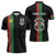 Personalized Burkina Faso Striped Zipper Polo Shirt African Mud Cloth Pattern - Black - Wonder Print Shop