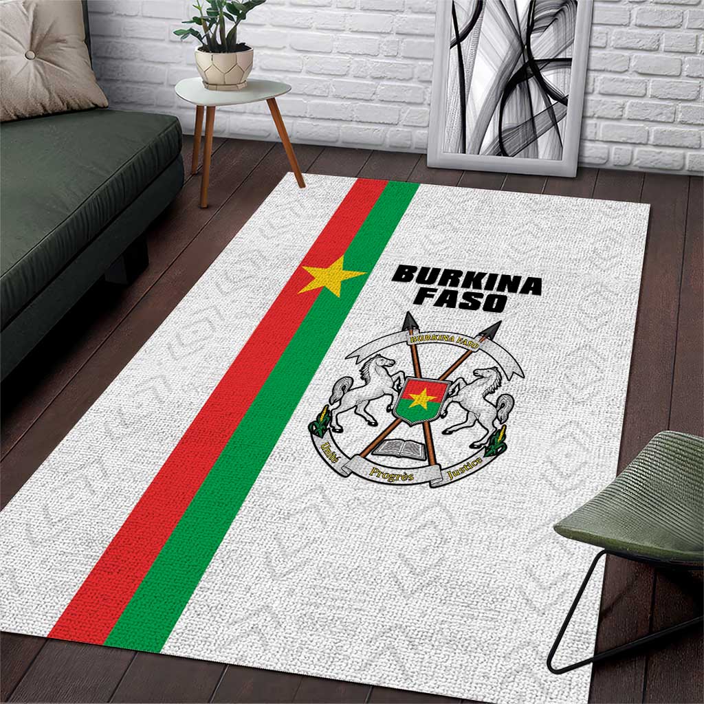 Burkina Faso Striped Area Rug African Mud Cloth Pattern - White - Wonder Print Shop