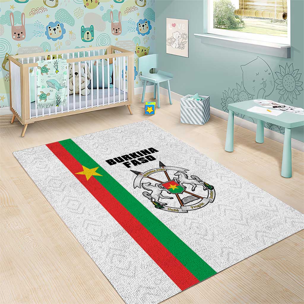 Burkina Faso Striped Area Rug African Mud Cloth Pattern - White - Wonder Print Shop