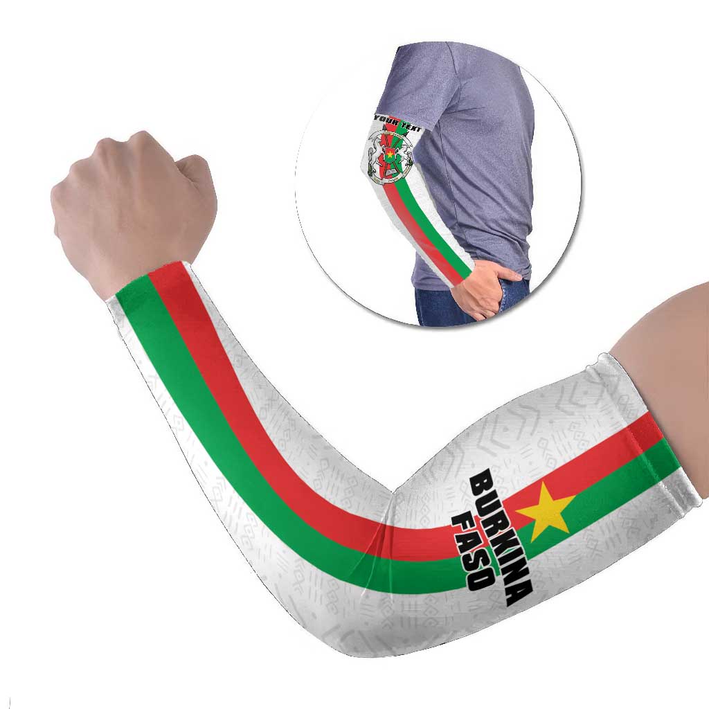 Personalized Burkina Faso Striped Arm Sleeves African Mud Cloth Pattern - White - Wonder Print Shop