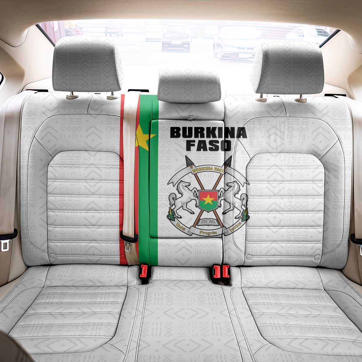Burkina Faso Striped Back Car Seat Cover African Mud Cloth Pattern - White - Wonder Print Shop