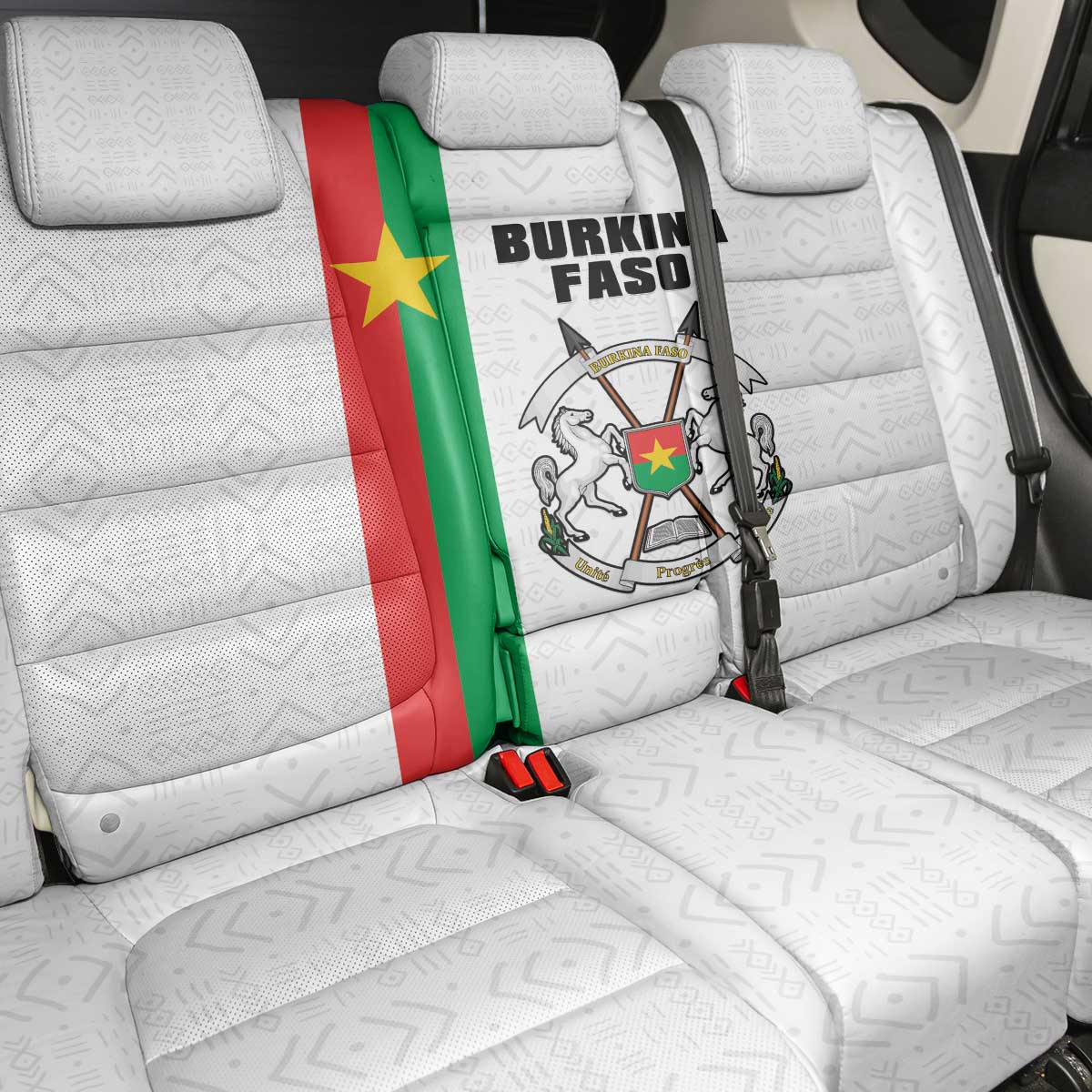 Burkina Faso Striped Back Car Seat Cover African Mud Cloth Pattern - White - Wonder Print Shop