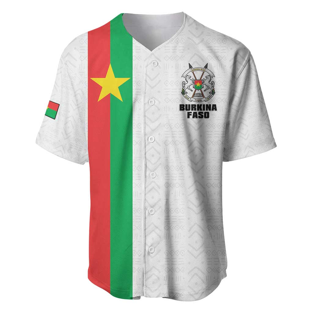 Personalized Burkina Faso Striped Baseball Jersey African Mud Cloth Pattern - White - Wonder Print Shop