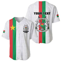 Personalized Burkina Faso Striped Baseball Jersey African Mud Cloth Pattern - White - Wonder Print Shop