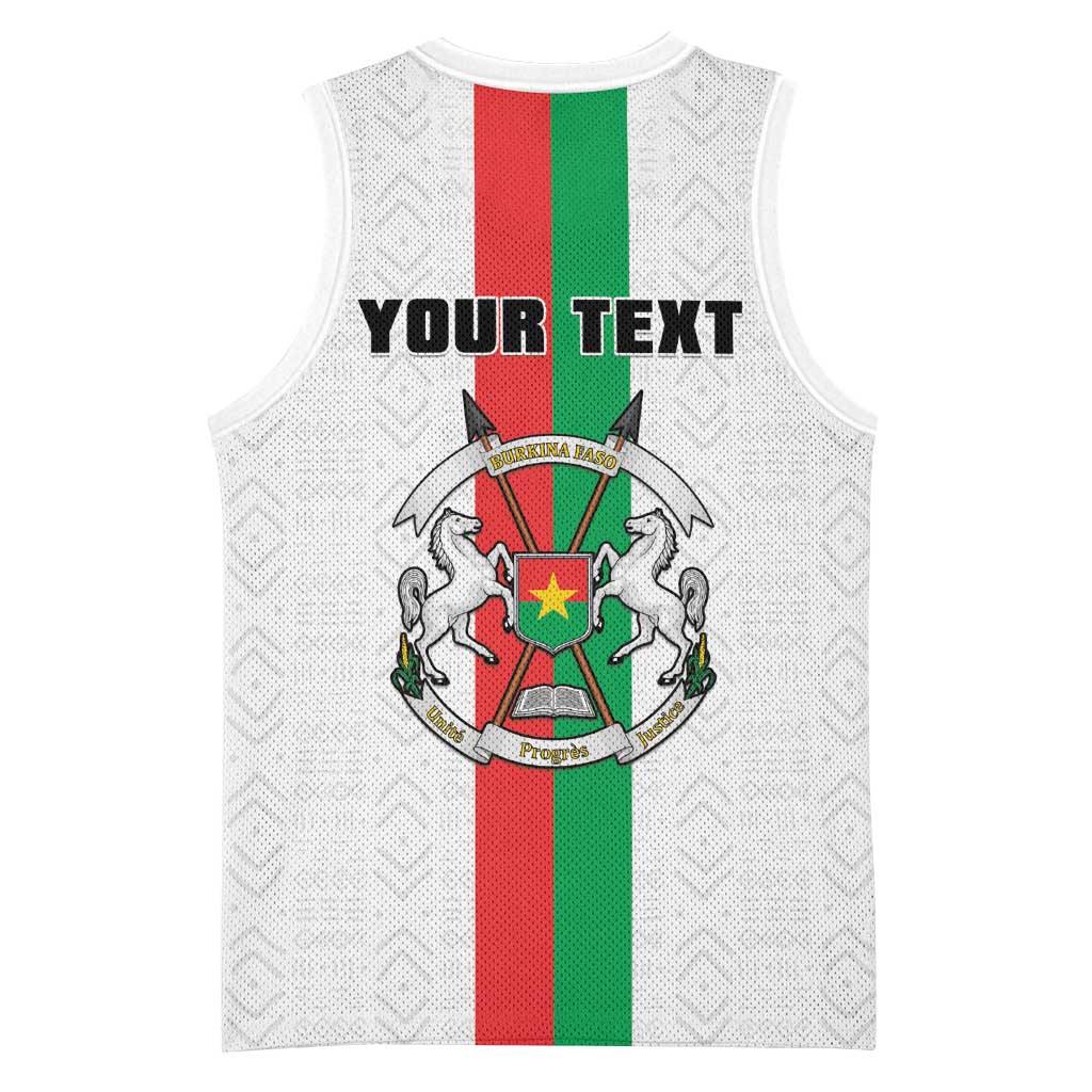 Personalized Burkina Faso Striped Basketball Jersey African Mud Cloth Pattern - White - Wonder Print Shop