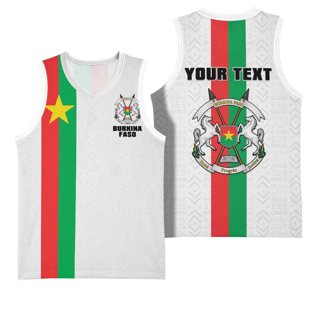 Personalized Burkina Faso Striped Basketball Jersey African Mud Cloth Pattern - White - Wonder Print Shop
