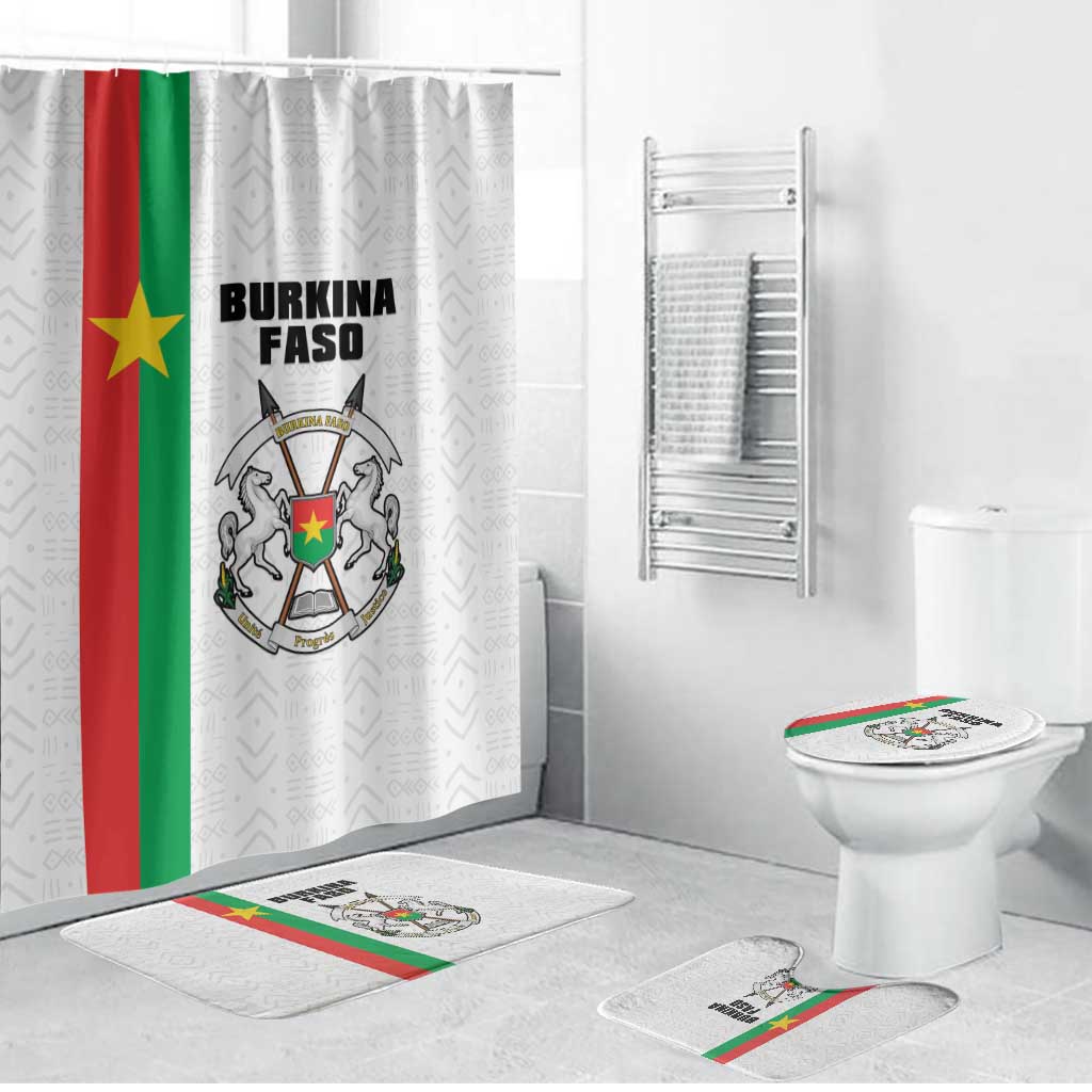 Burkina Faso Striped Bathroom Set African Mud Cloth Pattern - White - Wonder Print Shop