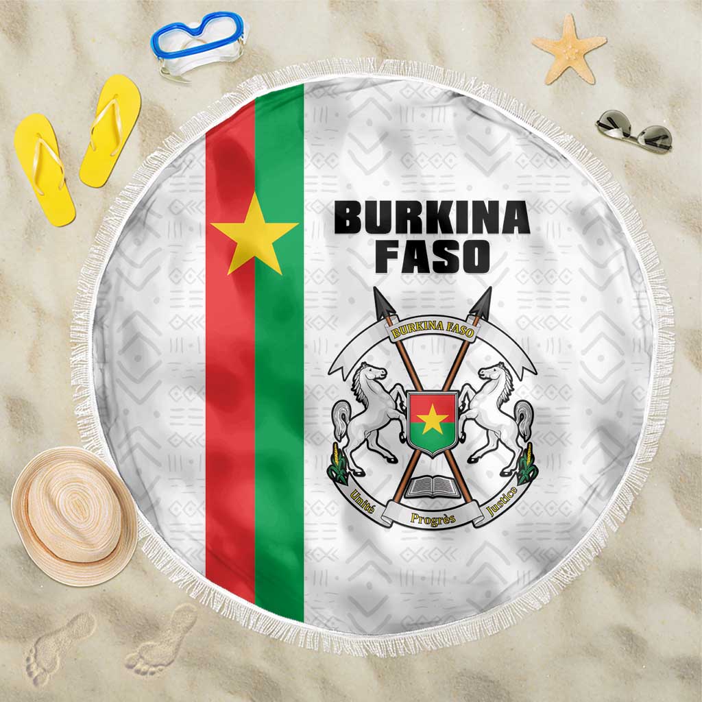 Burkina Faso Striped Beach Blanket African Mud Cloth Pattern - White - Wonder Print Shop