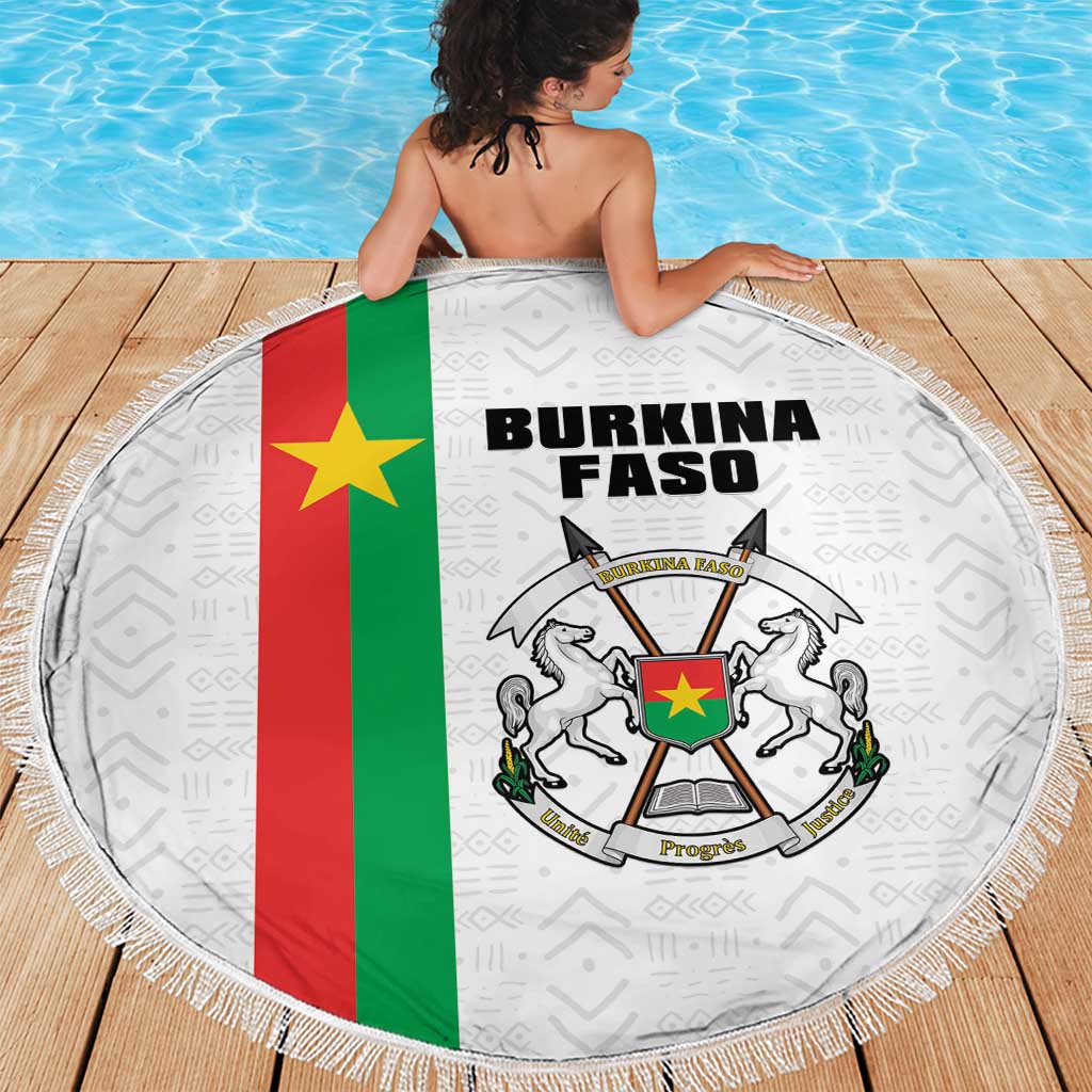 Burkina Faso Striped Beach Blanket African Mud Cloth Pattern - White - Wonder Print Shop