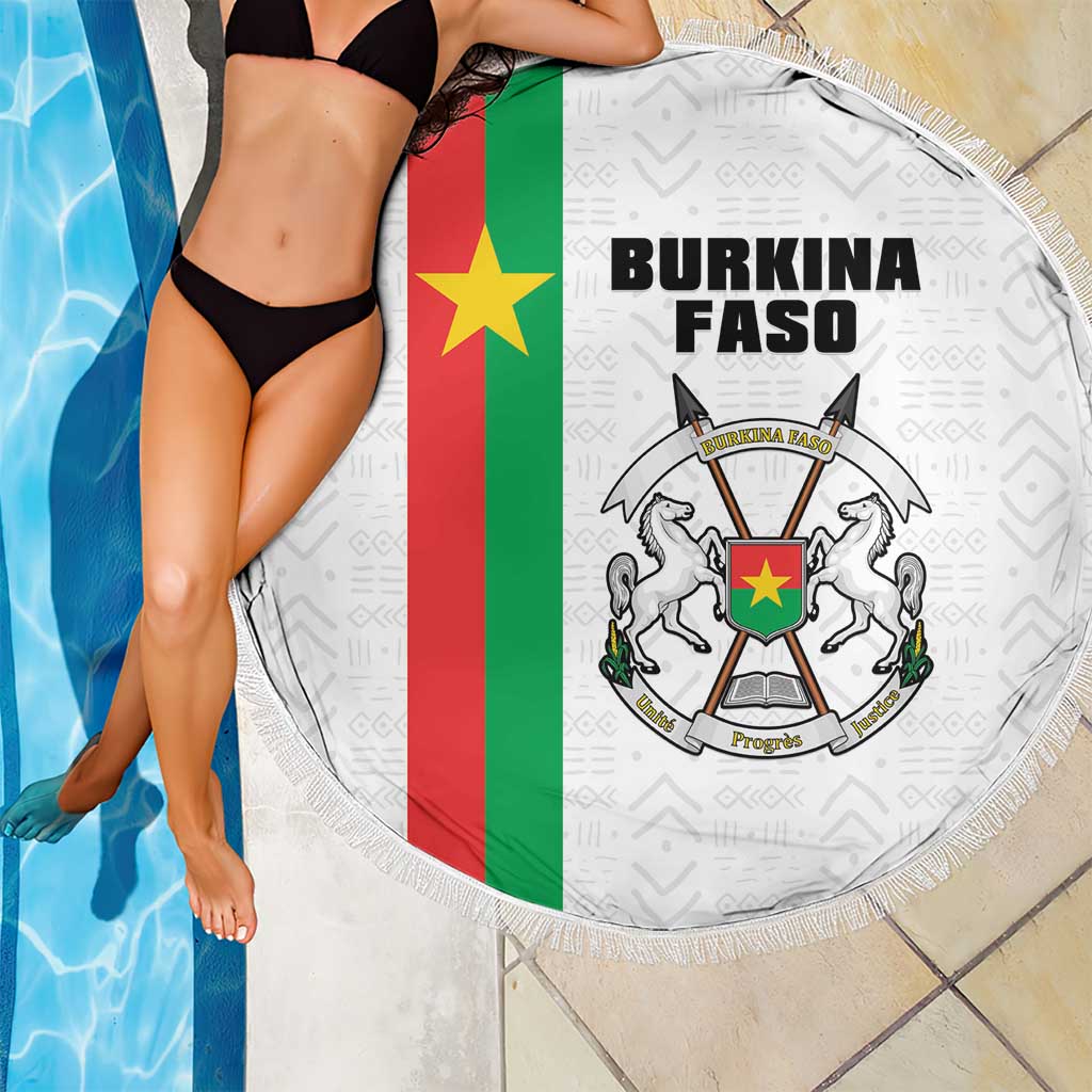 Burkina Faso Striped Beach Blanket African Mud Cloth Pattern - White - Wonder Print Shop