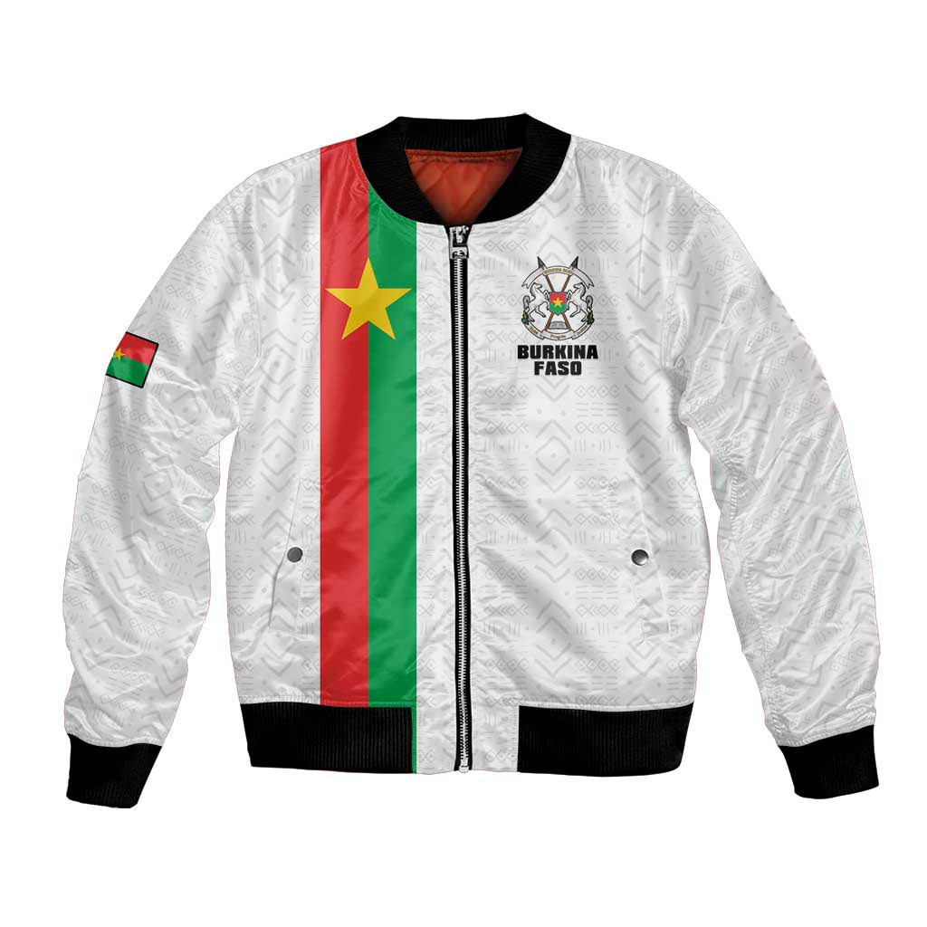 Personalized Burkina Faso Striped Bomber Jacket African Mud Cloth Pattern - White - Wonder Print Shop