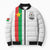Personalized Burkina Faso Striped Bomber Puffer Jacket African Mud Cloth Pattern - White - Wonder Print Shop