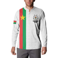 Personalized Burkina Faso Striped Button Sweatshirt African Mud Cloth Pattern - White - Wonder Print Shop