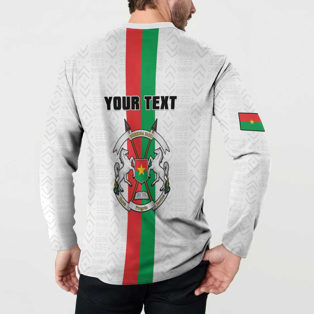 Personalized Burkina Faso Striped Button Sweatshirt African Mud Cloth Pattern - White - Wonder Print Shop