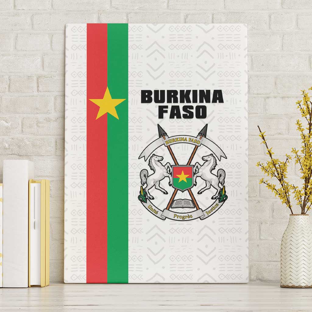 Burkina Faso Striped Canvas Wall Art African Mud Cloth Pattern - White - Wonder Print Shop
