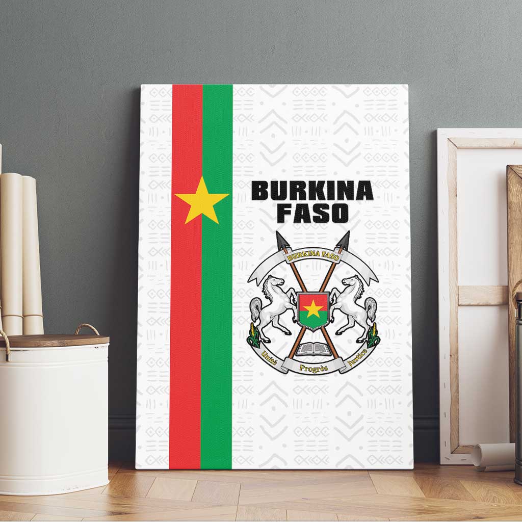 Burkina Faso Striped Canvas Wall Art African Mud Cloth Pattern - White - Wonder Print Shop
