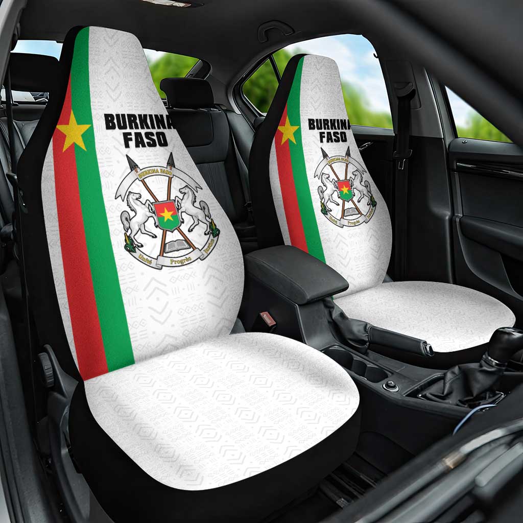 Burkina Faso Striped Car Seat Cover African Mud Cloth Pattern - White - Wonder Print Shop