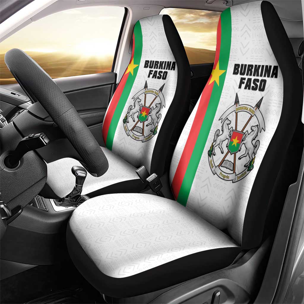 Burkina Faso Striped Car Seat Cover African Mud Cloth Pattern - White - Wonder Print Shop