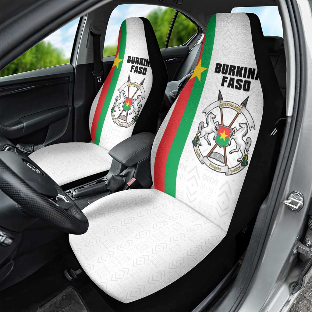 Burkina Faso Striped Car Seat Cover African Mud Cloth Pattern - White - Wonder Print Shop