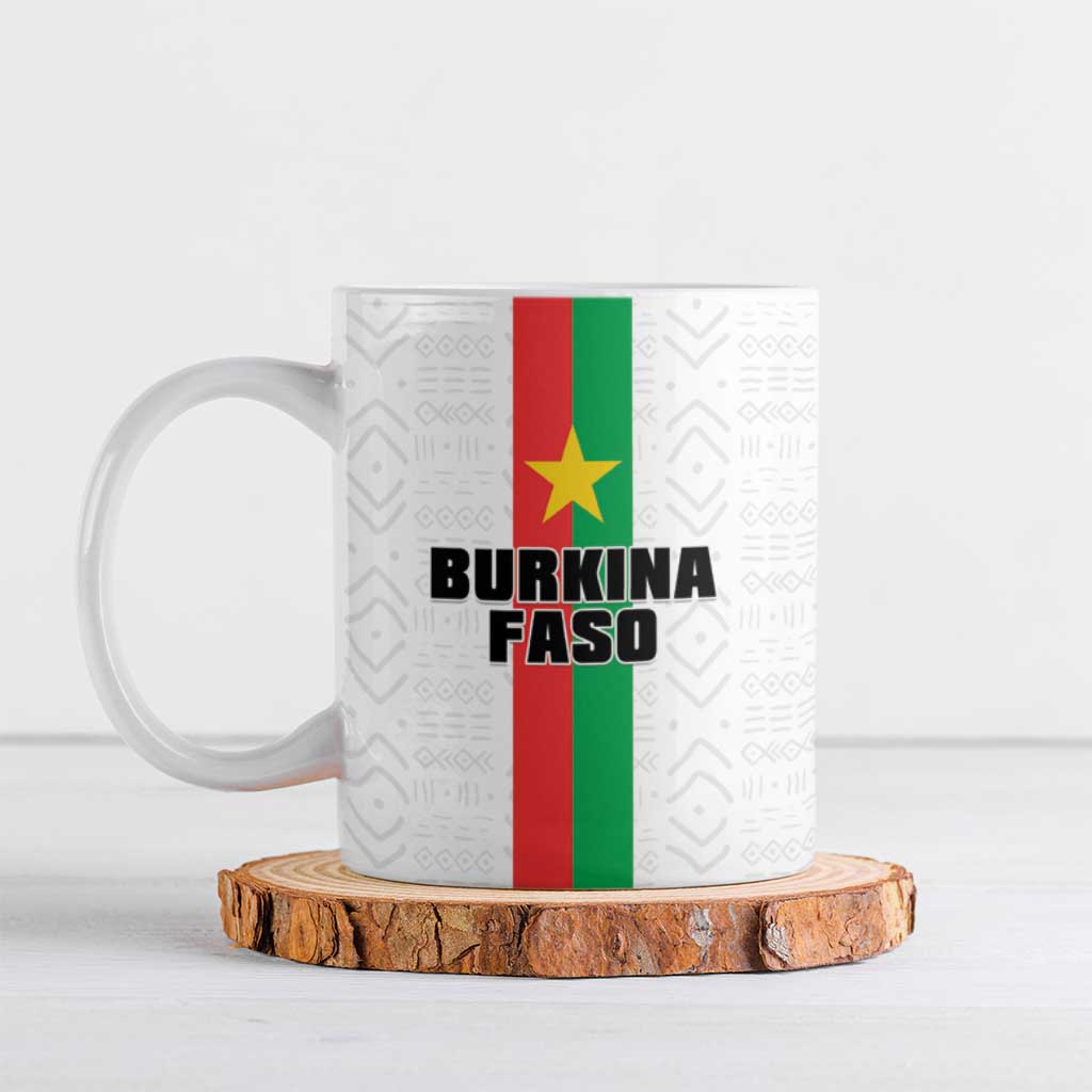 Personalized Burkina Faso Striped Ceramic Mug African Mud Cloth Pattern - White - Wonder Print Shop