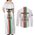 Personalized Burkina Faso Striped Couples Matching Off Shoulder Maxi Dress and Long Sleeve Button Shirt African Mud Cloth Pattern - White - Wonder Print Shop