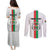 Personalized Burkina Faso Striped Couples Matching Puletasi and Long Sleeve Button Shirt African Mud Cloth Pattern - White - Wonder Print Shop