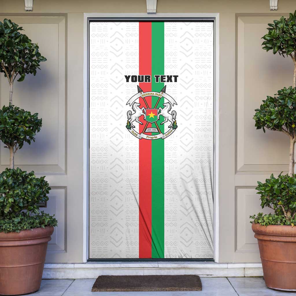 Personalized Burkina Faso Striped Door Cover African Mud Cloth Pattern - White - Wonder Print Shop